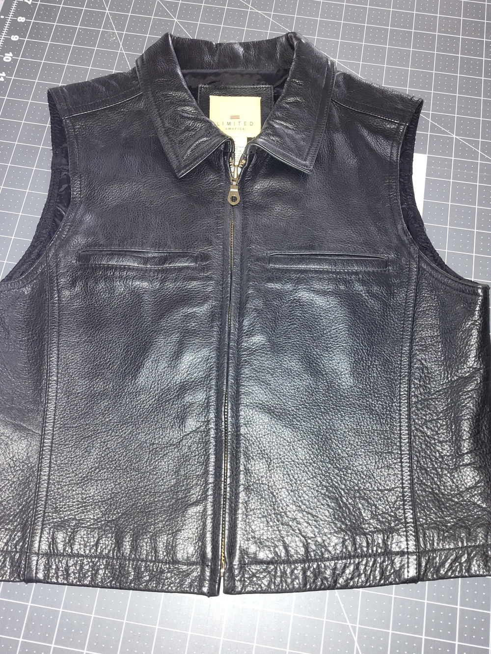 Limited America Leather Zip-Front Vest - Black